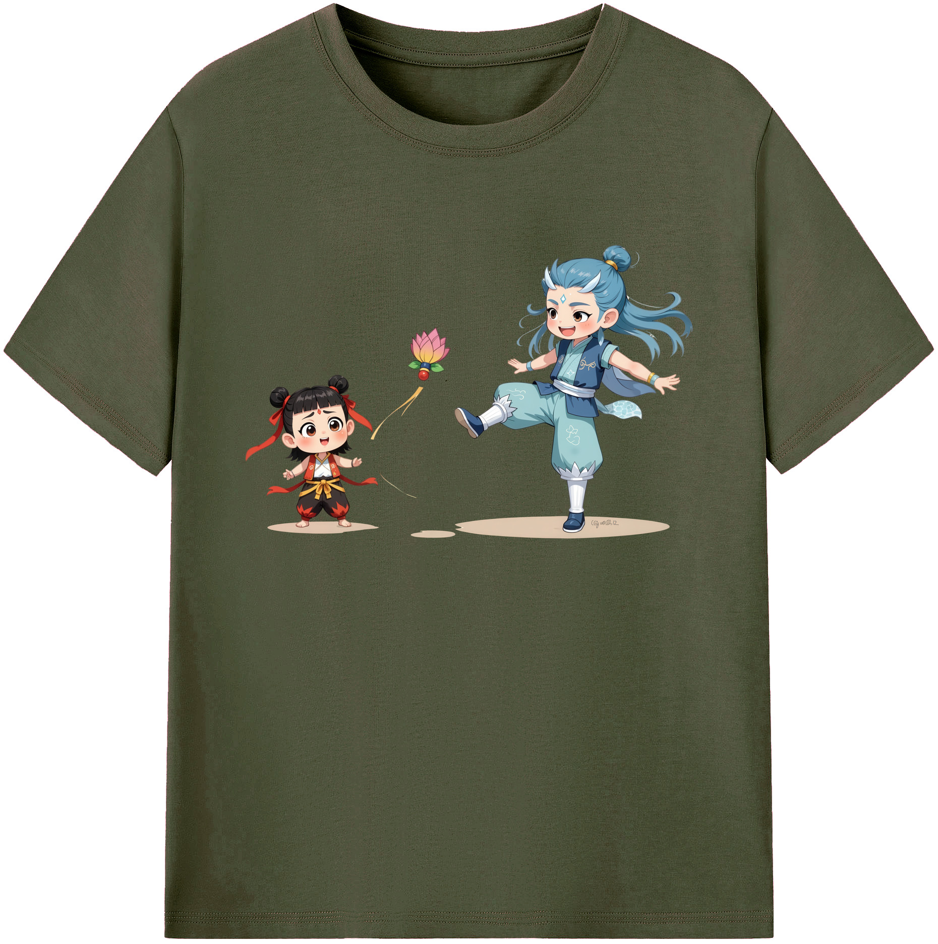 （画像用） Ne Zha 2 ナタ 魔童の大暴れ 綿100％ メンズ半袖Tシャツ｜肌触りやわらか＆通気性